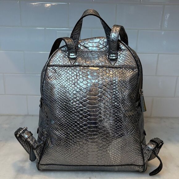 Michael Kors Rhea Metallic Snake-Embossed-Leather Backpack - HTF - Picture 6 of 15